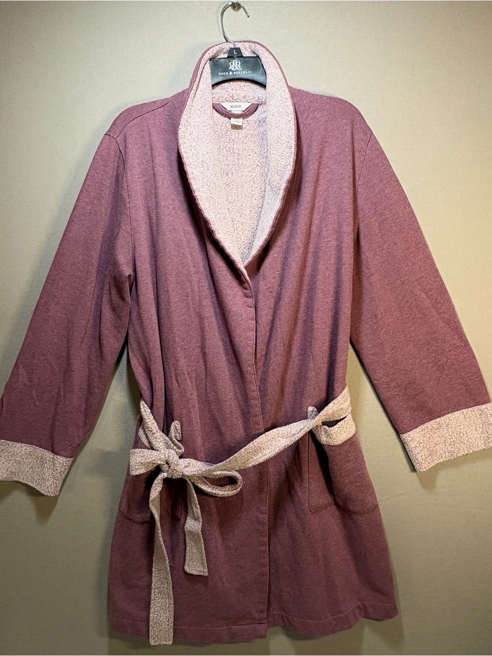 Alfani Mauve Plush Collar Robe with Contrast Trim Womens XL NWOT